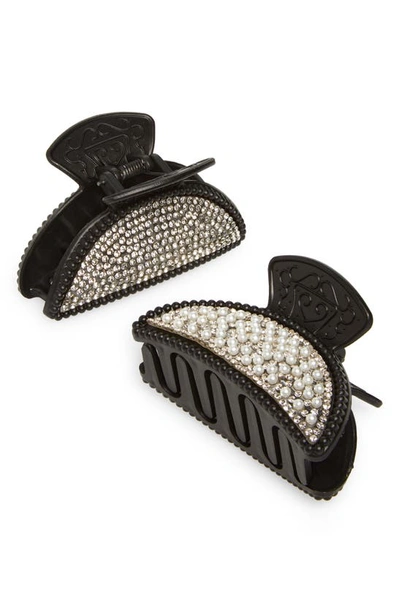 Shop Tasha Assorted 2-pack Crystal & Imitation Pearl Jaw Hair Clips In Black