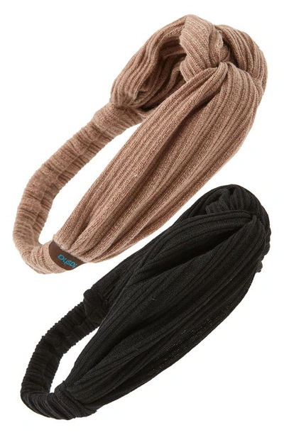 Shop Tasha 2-pack Pleated Head Wraps In Black Taupe