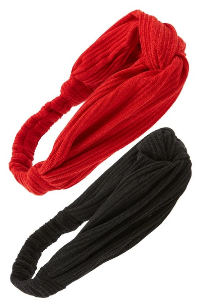 Shop Tasha 2-pack Pleated Head Wraps In Black Red