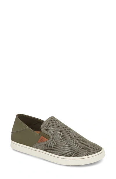 Shop Olukai 'pehuea' Slip-on Sneaker In Dusty Olive/ Palm Fabric