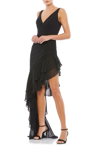 Shop Mac Duggal Ruffle Asymmetric Sheath Dress In Black