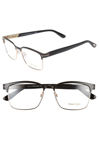 Shop Tom Ford 54mm Optical Glasses In Matte Black/ Shiny Rose Gold