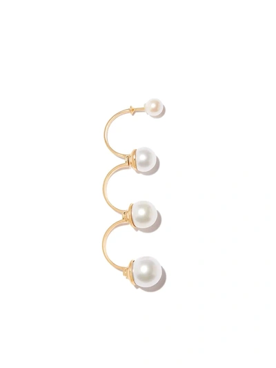 Shop Delfina Delettrez 18kt Yellow Gold Multi Pearl Single Drop Earring