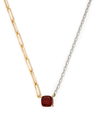 Shop Yvonne Léon 18kt White And Yellow Gold Garnet Solitaire Necklace