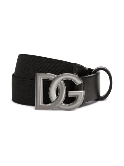 Shop Dolce & Gabbana Dg-logo Buckle Belt In Black