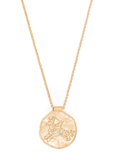 Shop Maje Zodiac Medal Pendant Necklace In Gold