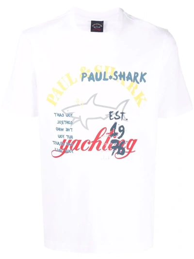 Shop Paul & Shark Graphic-print T-shirt In White