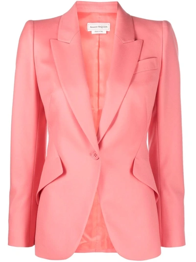 Shop Alexander Mcqueen Peak Lapels Single-breasted Blazer In Pink