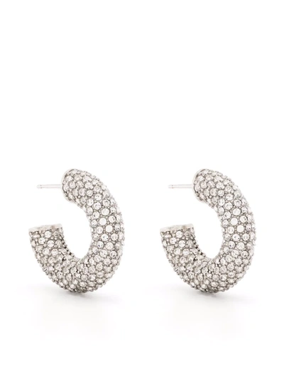 Shop Amina Muaddi Cameron Crystal-embellished Earrings In White