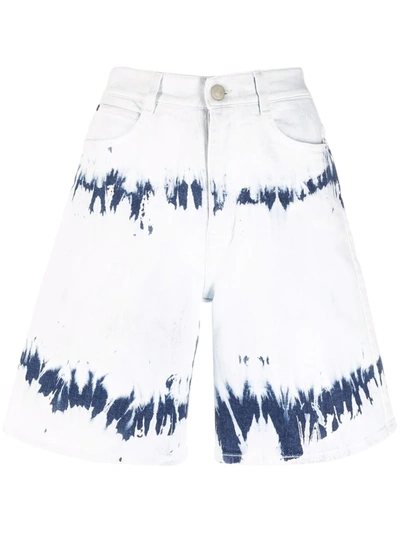 Stella Mccartney Denim Bermuda Shorts With Tie-dye Effect - Atterley In Blue