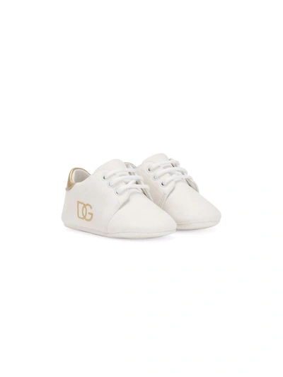 Shop Dolce & Gabbana Dg-logo Suede Sneakers In White