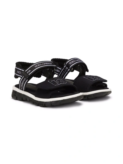 Shop Dolce & Gabbana Dg-logo Touch-strap Sandals In Black
