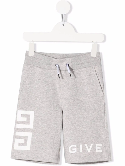 Shop Givenchy Logo-print Drawstring Shorts In Grey