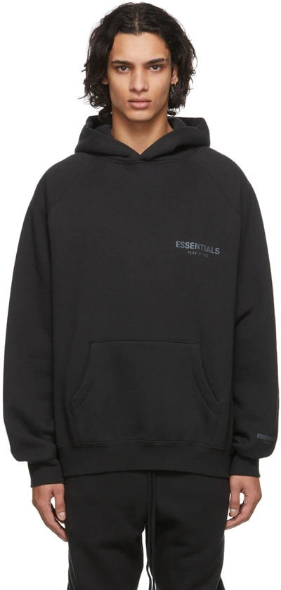Essentials Black Pullover Hoodie In Black