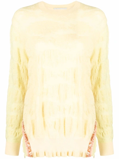 Shop Stella Mccartney Crocheted-panel Cotton Jumper In Yellow
