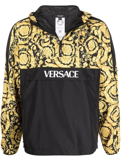 Shop Versace Baroque-print Track Jacket In Black