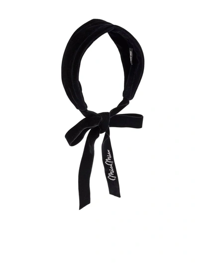 Shop Miu Miu Draped Velvet Headband In Black