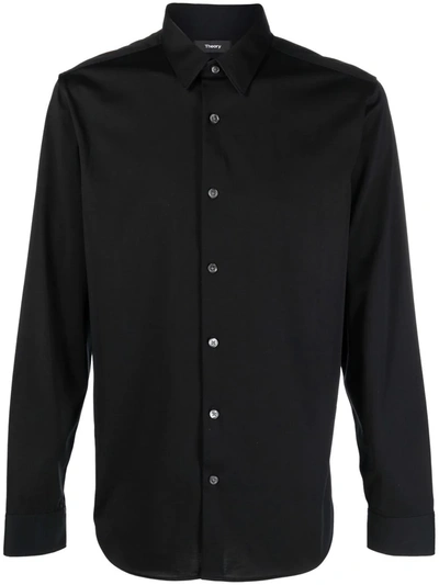 Theory Sylvain Structure Knit Regular Fit Shirt In Black