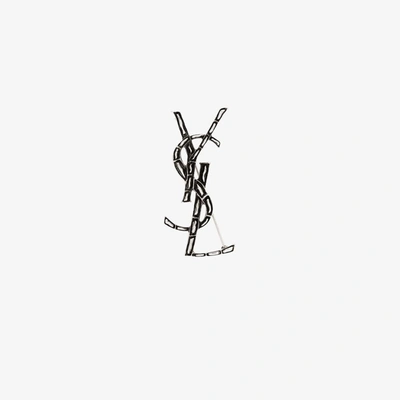 Shop Saint Laurent Ysl Opyum& Brooch In Silver