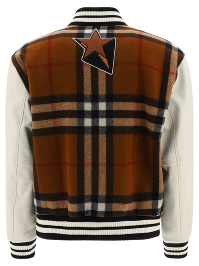 Shop Burberry "house Check" Bomber Jacket In Beige