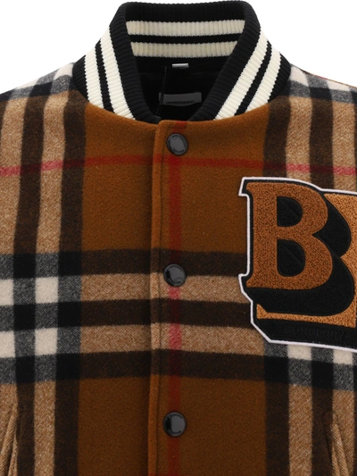 Shop Burberry "house Check" Bomber Jacket In Beige