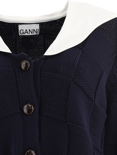 Shop Ganni "smiley" Cardigan In Blue