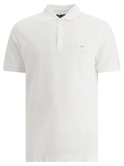 Shop Dolce & Gabbana Polo Shirt With Plaque In White