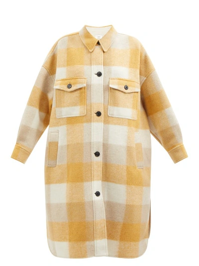 Isabel Marant Étoile Fontizi Checked Wool Blend Coat In Yellow | ModeSens