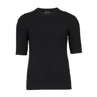 Shop Givenchy Short Sleeves Sweater In 4g Jacquard In Noir