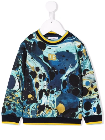 Shop Dolce & Gabbana Abstract-print Cotton Sweatshirt In Blue