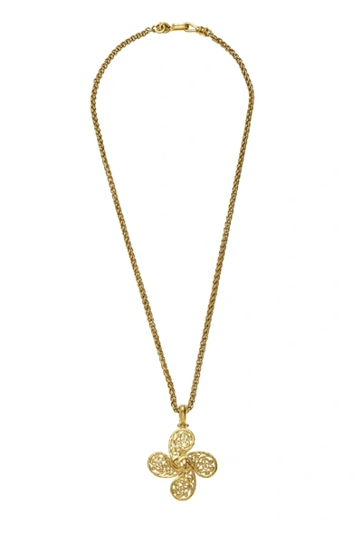 Pre-owned Chanel Gold Fretwork Paisley Necklace