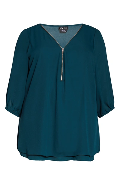 Shop City Chic Sexy Fling Zip Front Top In Green