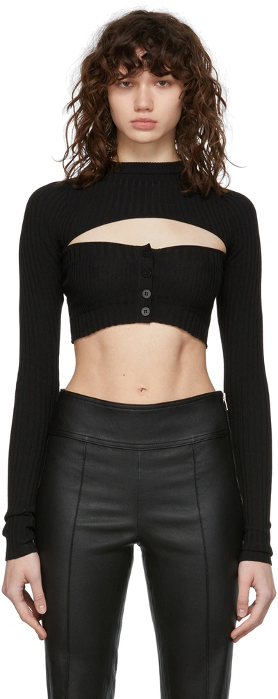 Shop Adamo Black Ribbed Cut-out Sweater In 004 Black