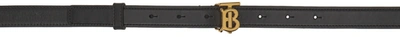 Shop Burberry Black Tb Monogram Belt In Black/light Gold