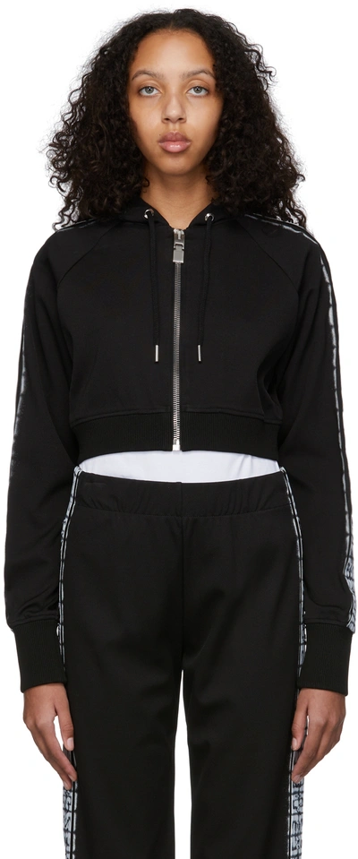 Shop Givenchy Black Chito Edition 4g Tag Cropped Zip Hoodie In 001 Black