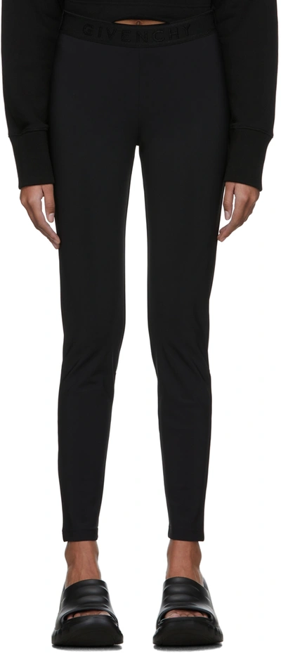 Shop Givenchy Black Jersey Logo Leggings In 001 Black