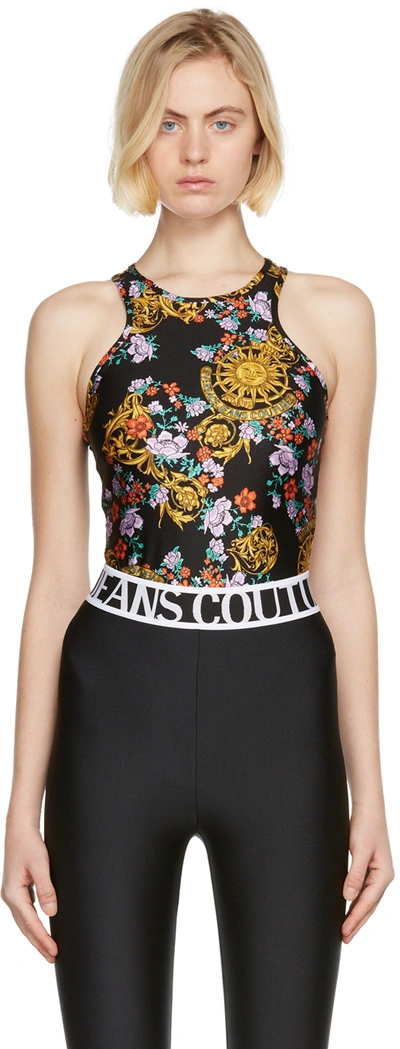 Versace Jeans Couture Garland Print Lycra Sleeveless Bodysuit In Eg53 Multi
