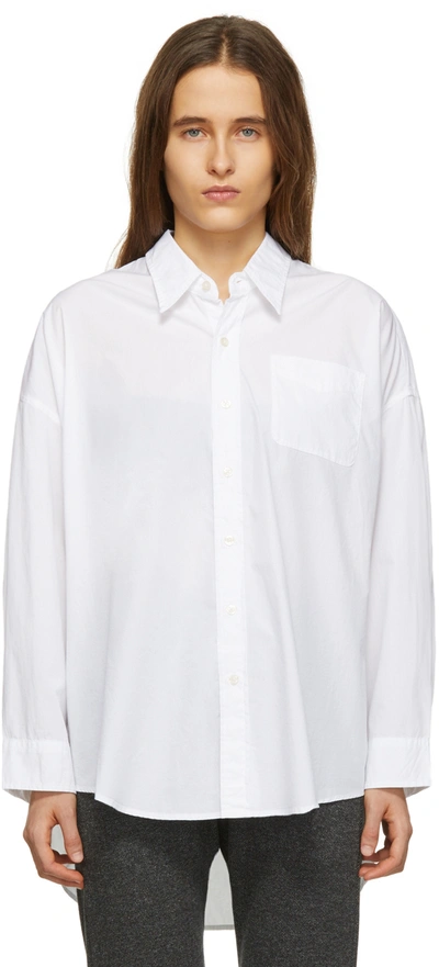Shop R13 White Drop Neck Oxford Shirt In 850 White