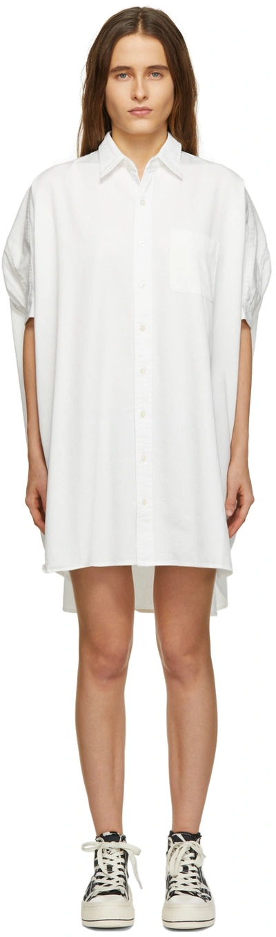 Shop R13 White Boxy Button-up Dress In 80b White