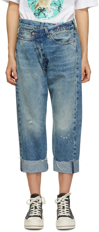 Shop R13 Blue Cross-over Jeans In 40000 Jasper