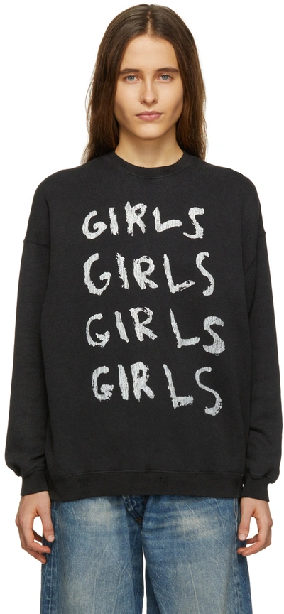 Shop R13 Black 'girls Girls' Oversized Sweatshirt In K033c Acid Black
