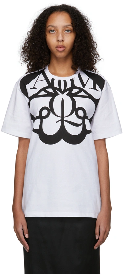 Shop Alexander Mcqueen White & Black Exploded Seal Logo T-shirt In 0909 White / Black