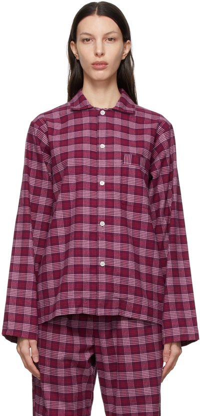 Shop Tekla Pink Flannel Sleep Shirt In Deep Dream