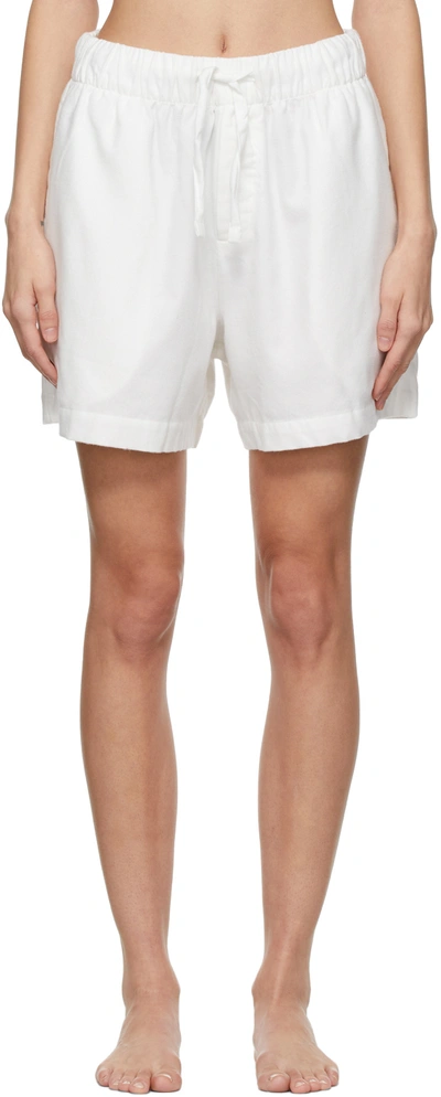 Tekla Poplin Drawstring Pajama Shorts In Cream White