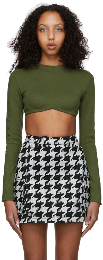 Shop Adidas X Ivy Park Green Jersey Cropped Long Sleeve T-shirt In Wilpin