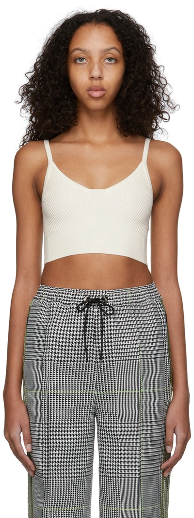 Shop Adidas X Ivy Park Off-white Rib Cropped Tank Top In Clowhi