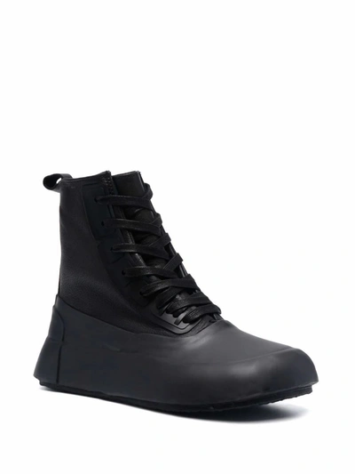 Shop Ambush Women's Black Leather Hi Top Sneakers