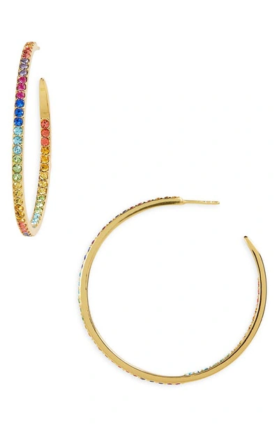 Shop Kurt Geiger Pavé Crystal Inside Out Hoop Earrings In Rainbow Multi