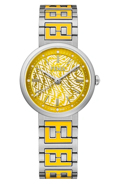 Shop Fendi Forever  Bracelet Watch, 29mm In Stainless Steel/ Yellow