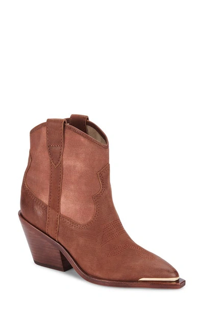 Shop Dolce Vita Nashe Western Bootie In Chocolate Leather